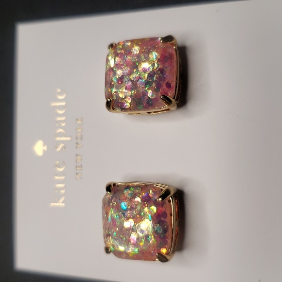 Kate Spade pale pink, glittery stud earrings. - Picture 4 of 9